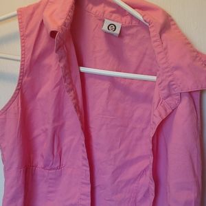 Pink button up sleeveless shirt